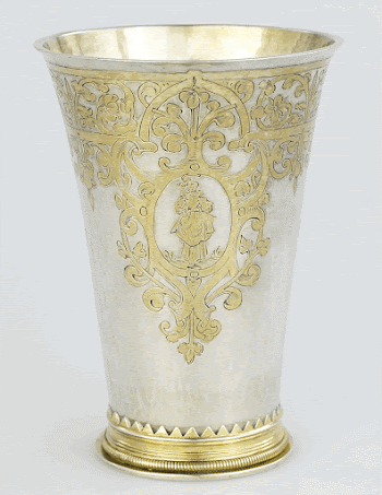 parcel gilt beaker of tapered | Free Photo - rawpixel