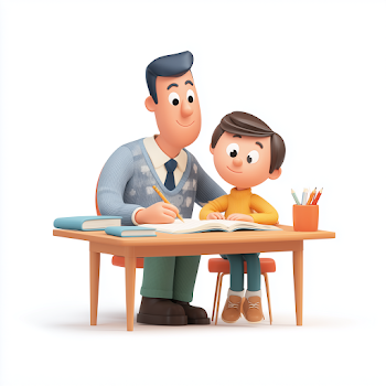 Parent and Child Collaborating on Homework