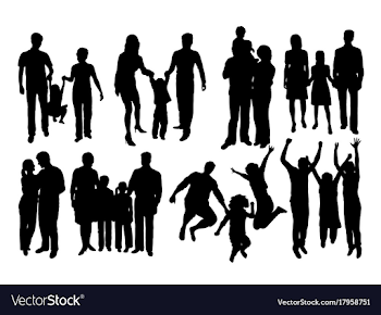 Parent and children happy family silhouettes Vector Image