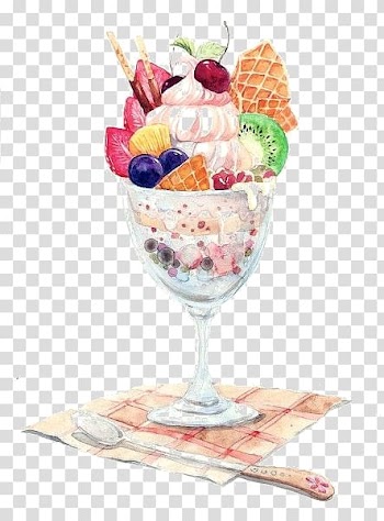 Parfait Ice cream Watercolor painting Dessert Drawing, dessert watercolor transparent background PNG clipart