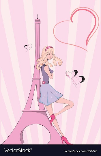 Paris doodles with lady vector image
