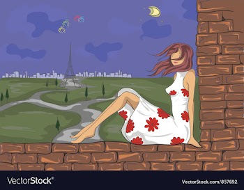 Paris doodles with lady vector image