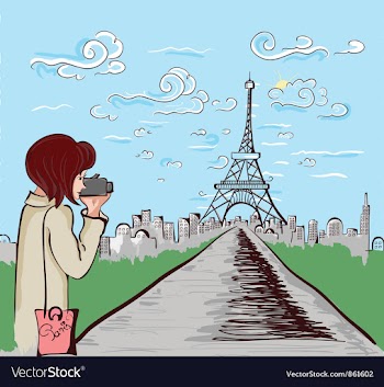 Paris doodles with lady vector image