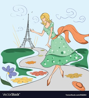 Paris doodles with lady vector image
