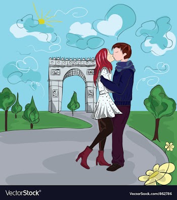 Paris doodles with lovers vector image
