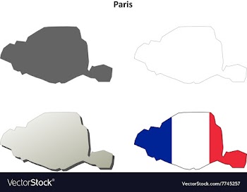 Paris Ile-de-France outline map set vector image