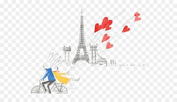 Paris Love Art Dribbble Illustration - Cycling rabbit lovers 