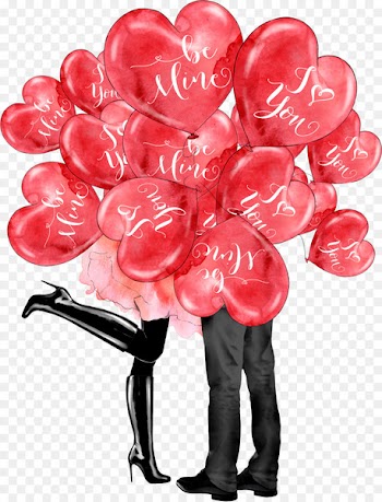 Paris Love Valentines Day Heart Clip art - Lovers under love balloons 