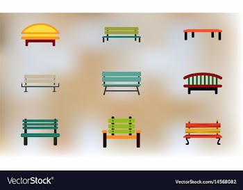 Park benches collection vector image