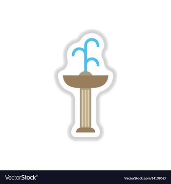 Park fountain in paper sticker style vector image