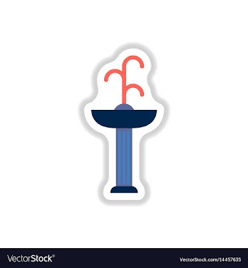 Park fountain in paper sticker style vector image