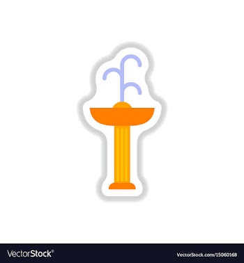 Park fountain in paper sticker style vector image