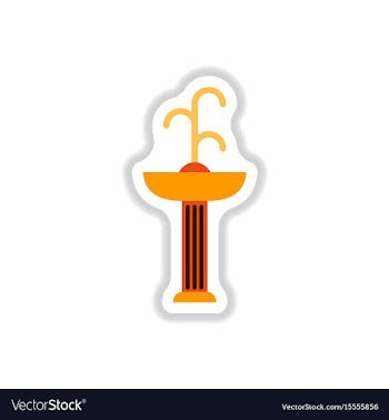 Park fountain in paper sticker style vector image