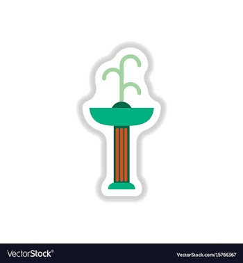 Park fountain in paper sticker style vector image