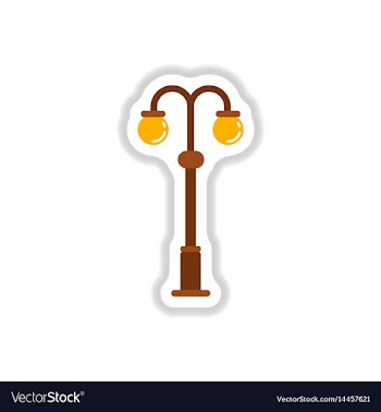 Park lamp light icon in paper sticker style vector image