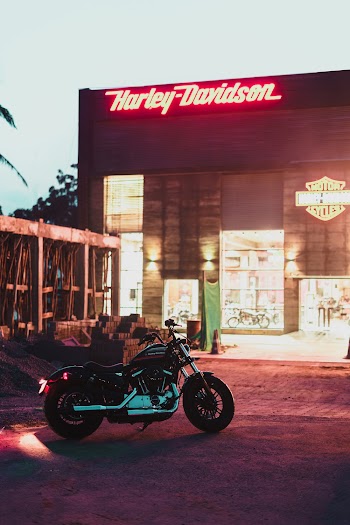 Parked Black and Gray Motorcycle Near Harley-davidson Building