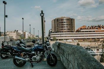 Parked Motorcycle on Gray Concrete Floor