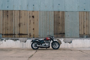 Parked Red and Black Motorcycle