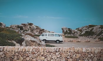 parked white conversion van