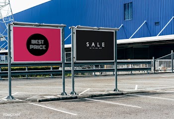 Parking lot with advertising boards | Free stock psd mockup - 534688
