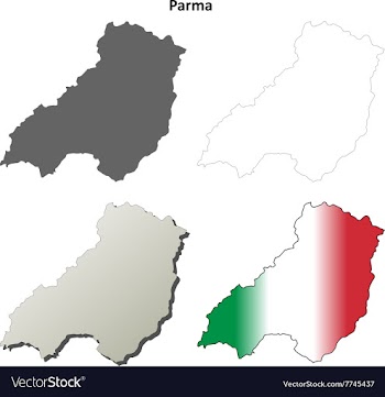 Parma blank detailed outline map set vector image
