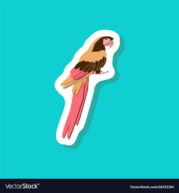 Parrot paper sticker on stylish background vector image