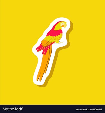 Parrot paper sticker on stylish background vector image
