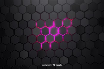 Partially lit technological honeycomb background Free Vector