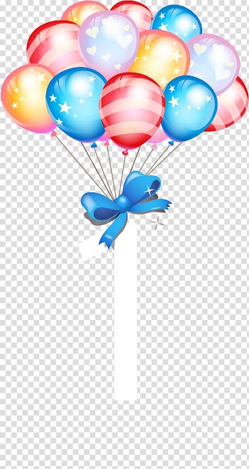 Party balloons with ribbon illustration, Birthday cake Balloon Gift, birthday balloons transparent background PNG clipart