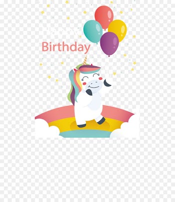 Party Birthday Unicorn - A unicorn with a balloon beam 