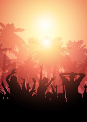 Party crowd on a summer background Free Vector