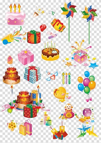 Party favors illustration, Birthday cake Gift , birthday present transparent background PNG clipart