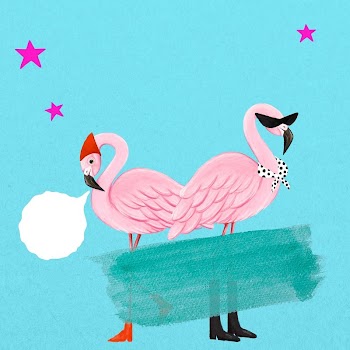 Party flamingo background, blue drawing | Free Photo Illustration - rawpixel