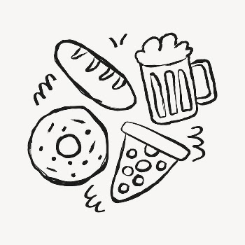 Party food sticker,  doodle | Free PSD Illustration - rawpixel