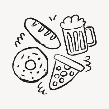 Party food sticker, doodle in black | Free Vector Illustration - rawpixel