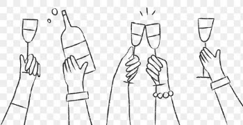 Party png doodle hands holding drinks | Free stock illustration | High Resolution graphic