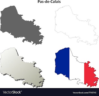 Pas-de-Calais Nord-Pas-de-Calais outline map set vector image