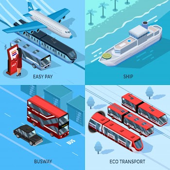Passenger transport isometric 2x2 design concept Free Vector