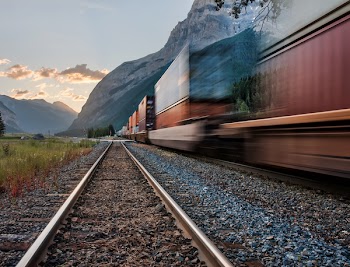 Passing Train on the Tracks