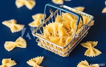 Pasta in a shopping basket