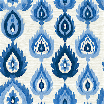 Pastel Blue and Ivory Ikat Paisley Pattern