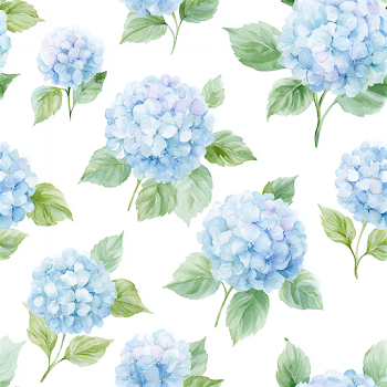 Pastel Blue Hydrangea Watercolor Floral Pattern
