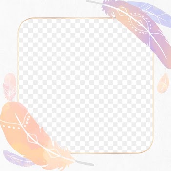 Pastel Bohemian feather frame png