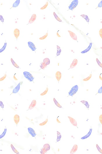 Pastel Bohemian feather pattern vector background