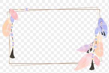 Pastel Bohemian feather png frame