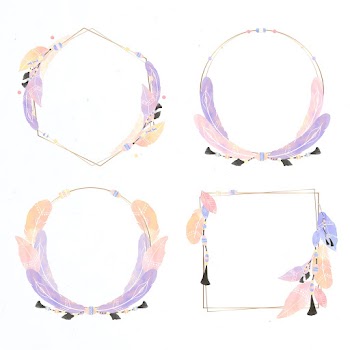 Pastel Bohemian style badges vector set