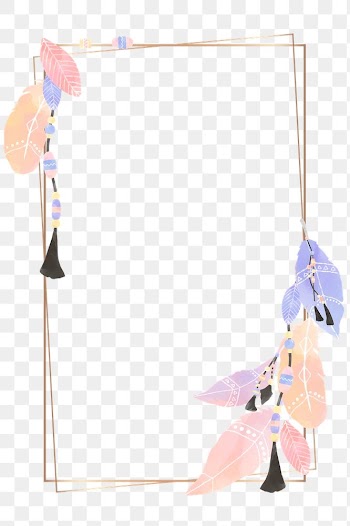 Pastel Boho feather png frame