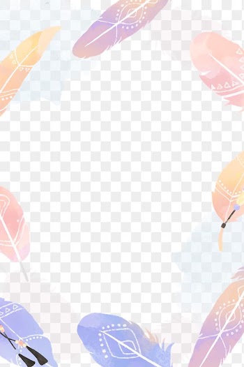 Pastel Boho feather png frame