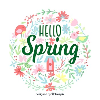 Pastel color hello spring background