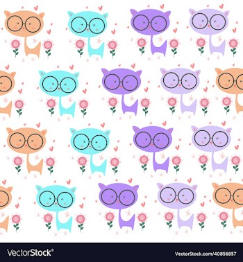 pastel colored cute cat pattern